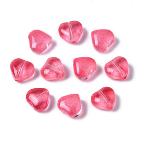 Glas-Herzen, Kirsche, (7,5x8mm), 6 Stück - Uniq Perler - 111412