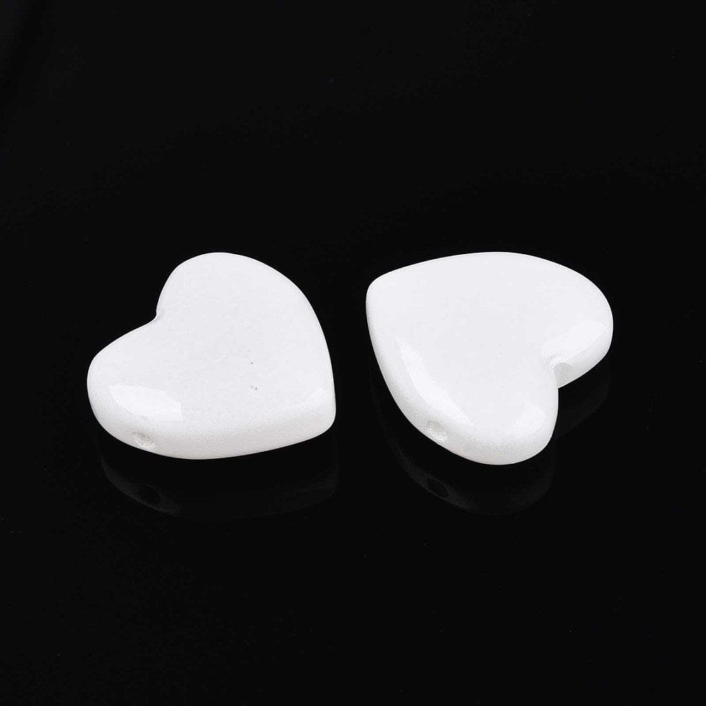 Glas Hjerter - Hvid (24x9mm) 2 Stk - Uniq Perler - 115872