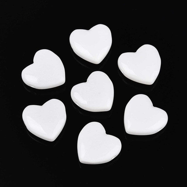 Glas Hjerter - Hvid (24x9mm) 2 Stk - Uniq Perler - 115872