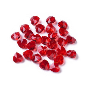 Glasherzen, Rot, Facettiert, 10 Stück - Uniq Perler - 1111489967