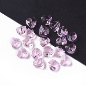 Glasherzen, Rosa, Facettiert, 10x10x7mm, 10 Stück - Uniq Perler - 1111489969
