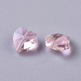 Glas Hjerter, Rosa, Facetteret, 10x10x7mm, 10 Stk - Uniq Perler - 1111489969