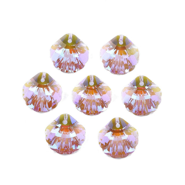 Glas Muslingeskaller, Facetteret, (16x16x6mm), 8 Stk. - Uniq Perler - 6631698