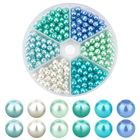 Glas Perle Mix – Deep Sky Blue (6–7mm, 300 stk) - Uniq Perler - 117622