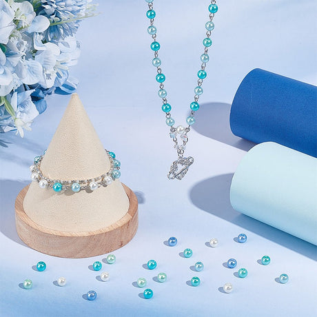 Glas Perle Mix – Deep Sky Blue (6–7mm, 300 stk) - Uniq Perler - 117622