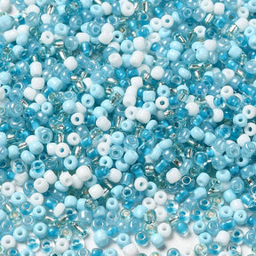 Glasperlmix, Seed Beads, Turkos/Blå, 2 - 3,5mm, 20gr - Uniq Perler - 423841
