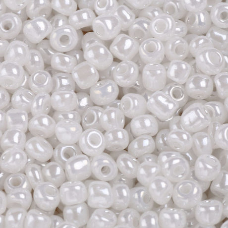 Glas Perler, Hvid, 4mm, (100gr) - Uniq Perler - 0001489462