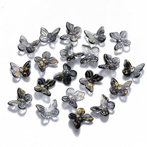 Glass Butterflies, Black - 9.5x11mm, (10 pcs) - Uniq Perler - 117097