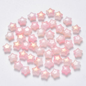 Glas Sterne - Pink mit Glitzer (8x8,5mm) 10 Stück - Uniq Perler - 115258
