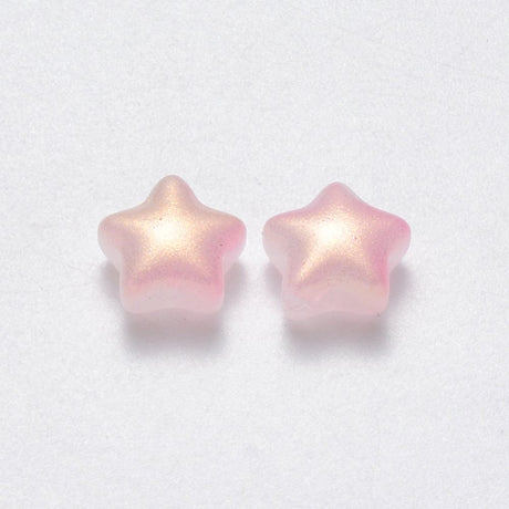 Glas Stjerner - Pink Med Glitter (8x8,5mm) 10 Stk - Uniq Perler - 115258