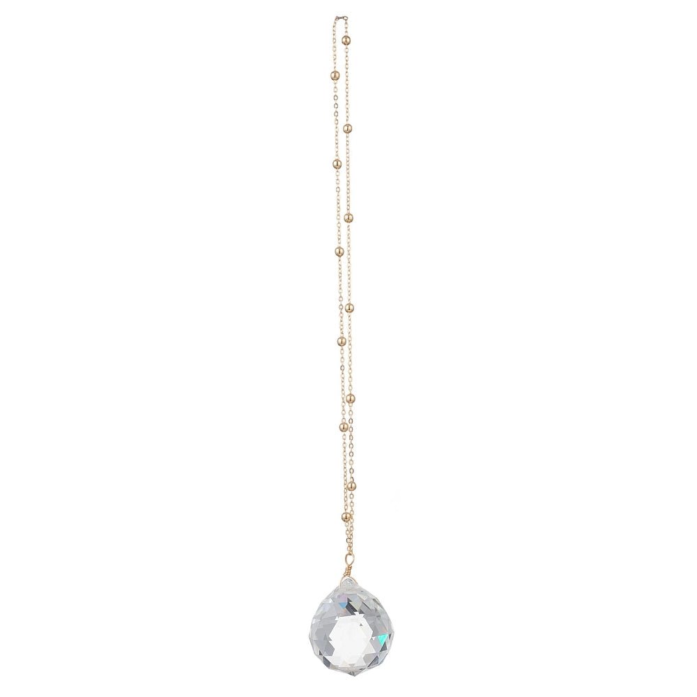 Glas Suncatcher – Rund Med Messingkæde (236mm) - Uniq Perler - 120146