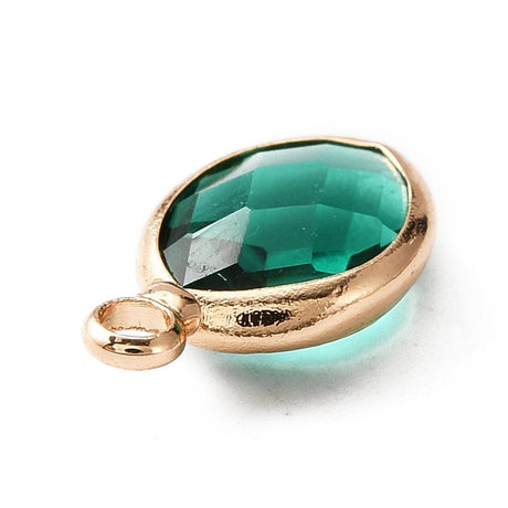 Glas Vedhæng, Grøn, Facetteret, 13x8mm - Uniq Perler - 112284