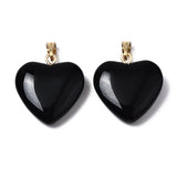 Glas Vedhæng – Hjerte Sort med Forgyldt Bail (22mm) - Uniq Perler - 