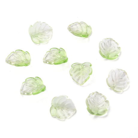 Glasblade Vedhæng – Grønt Farvemix (15x14mm) 20 stk - Uniq Perler - 