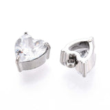 Glashjerte Vedhæng – Facetteret, Vandfast stål (8x6mm, Klar/Stål)2 stk. - Uniq Perler - 