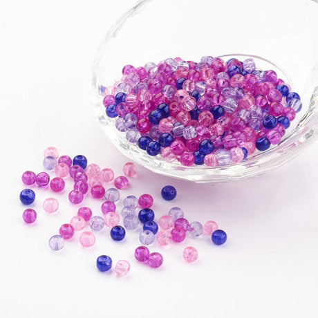 Glasperle Mix – Pink/Lilla (4 - 4,5mm), 400 Stk - Uniq Perler - 113963