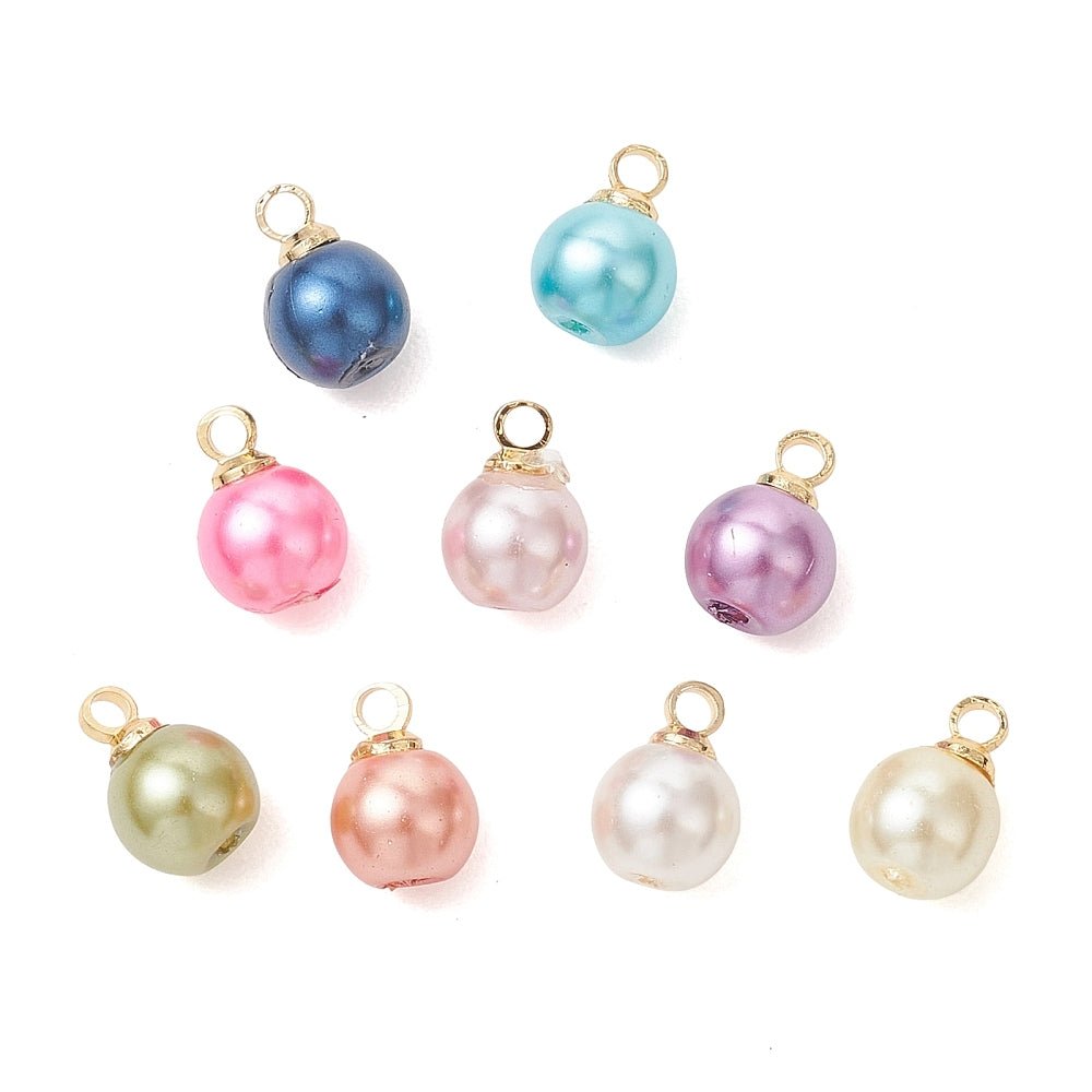 Glasperle Anhänger – Perlmuttfarben - Mix Farben (6mm, 10 Stück) - Uniq Perler - 