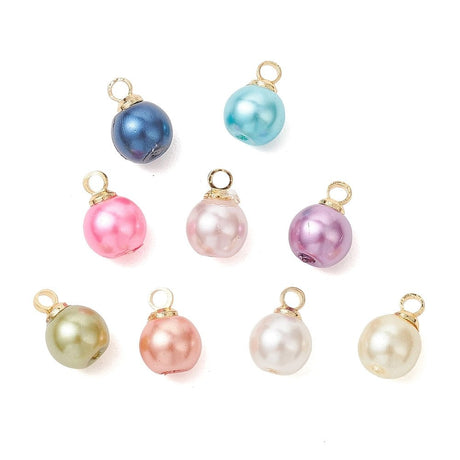 Glasperle Anhänger – Perlmuttfarben - Mix Farben (6mm, 10 Stück) - Uniq Perler - 