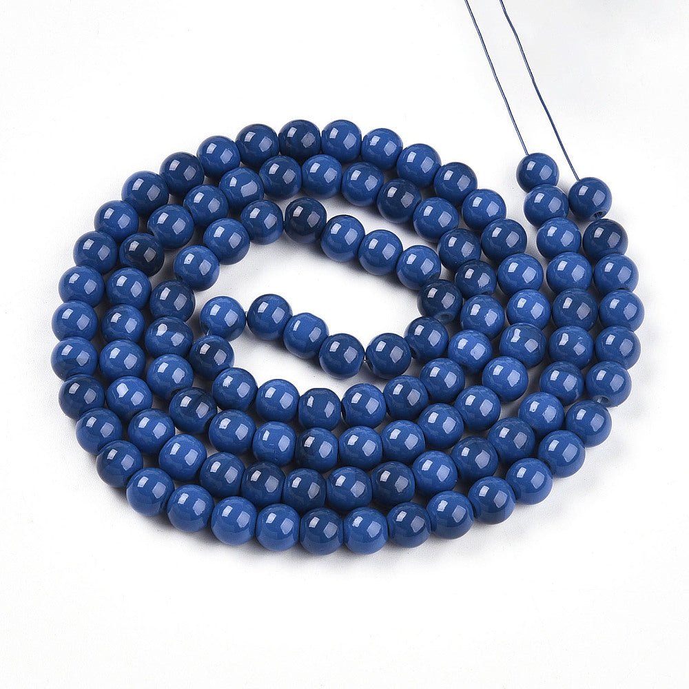 Glasperler –Blå (8~8,5mm) 78~79cm - Uniq Perler - 