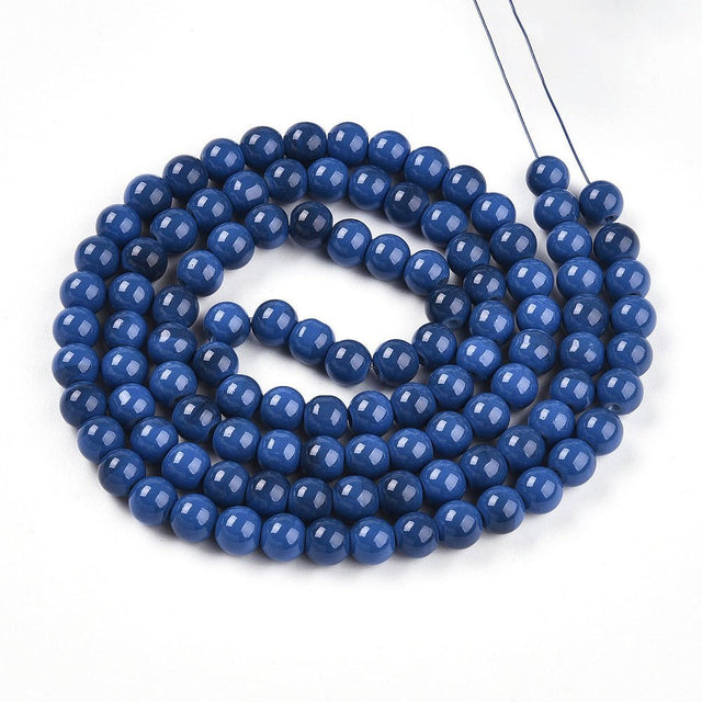 Glasperler –Blå (8~8,5mm) 78~79cm - Uniq Perler - 