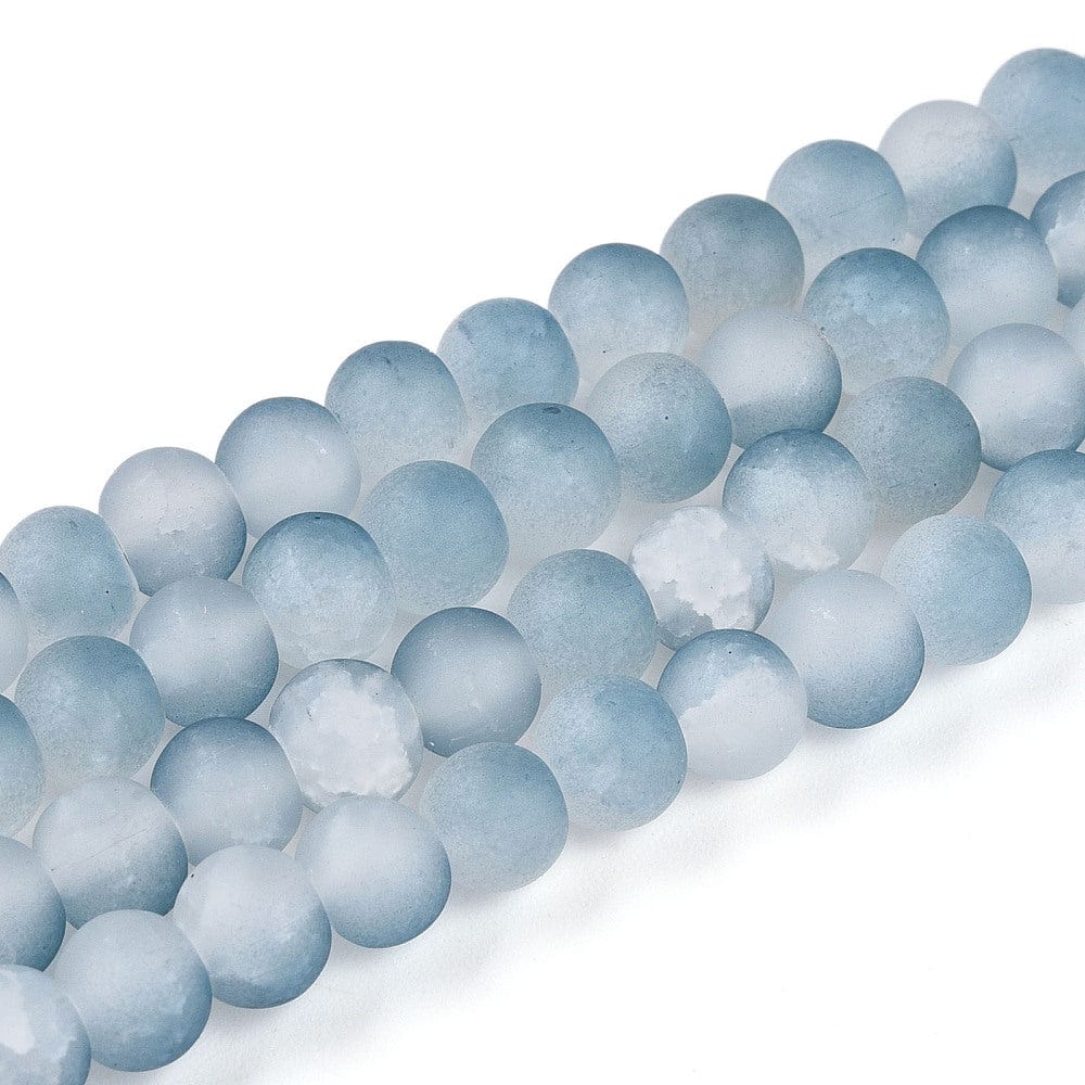 Glasperler – Blå, Krakeleret, Frostet (6mm) - Uniq Perler - 115069