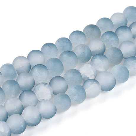 Glasperler – Blå, Krakeleret, Frostet (6mm) - Uniq Perler - 115069