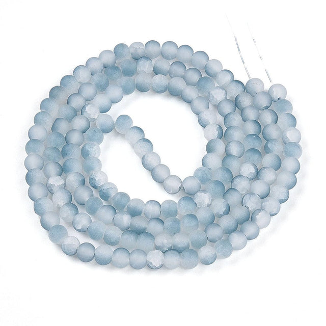 Glasperler – Blå, Krakeleret, Frostet (6mm) - Uniq Perler - 115069