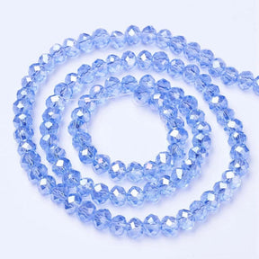 Glasperlen, Blau, Rondell, Facettiert, (3x4mm) - Uniq Perler - 111428