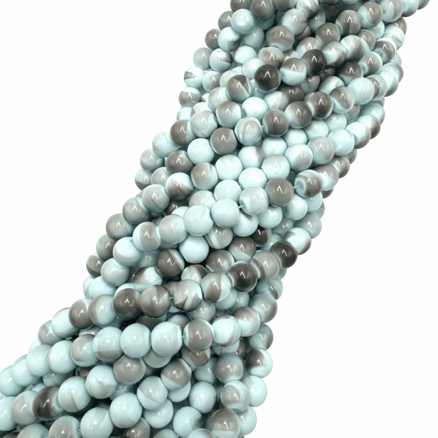 Glasperler – Blå Two Tone, Runde (8~8.5mm) - Uniq Perler - 119192