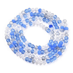 Glasperlen, Blau/Klar, Transparent, Facettiert, Rondell, (3x2,5mm) - Uniq Perler - 1111490280