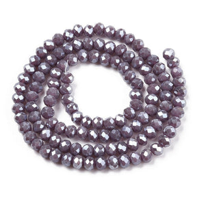 Glasperlen, Pflaume elektroplattiert, (4x3mm) - Uniq Perler - 
