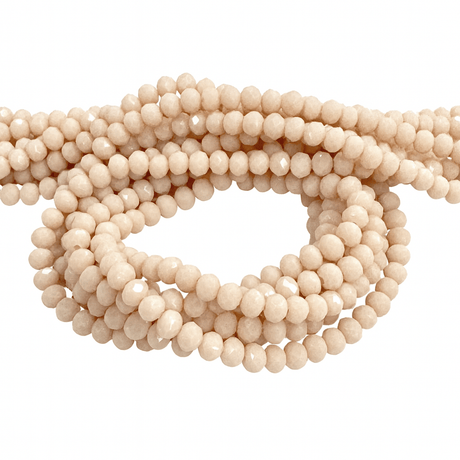 Glasperler - Creme, Facetteret Rondel (4x3mm) - Uniq Perler - 149485