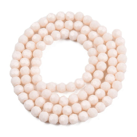 Glasperler, Creme, Facetteret, Rund, 4~5mm - Uniq Perler - 0001489776