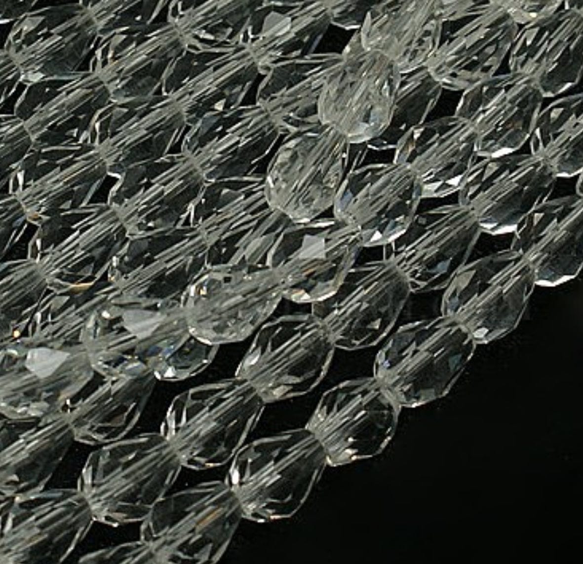 Glasperler Dråber, Klar, 12x8mm - Uniq Perler - 112407