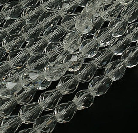 Glasperler Dråber, Klar, 12x8mm - Uniq Perler - 112407