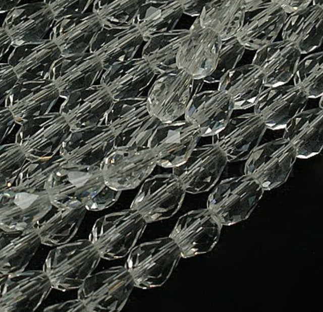 Glasperler Dråber, Klar, 12x8mm - Uniq Perler - 112407