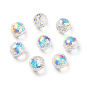 Glass beads - Electroplated Clear, Faceted (10mm) 10 pcs. - Uniq Perler - 114142