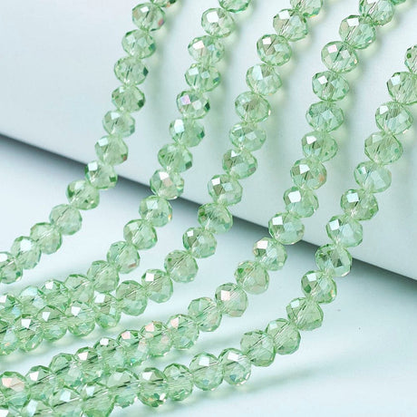 Glasperler Elektroplatede Glasperler, grøn, Rondel, 2x2,5mm