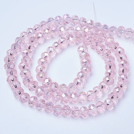 Glasperler Elektroplatede Glasperler, rosa, Rondel, 2x2,5mm