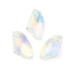 Glass beads - Faceted, Clear (19x11mm) 2 pcs - Uniq Perler - 113390