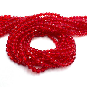 Glasperlen - Facettiert, Rot, (3mm) - Uniq Perler - 66990