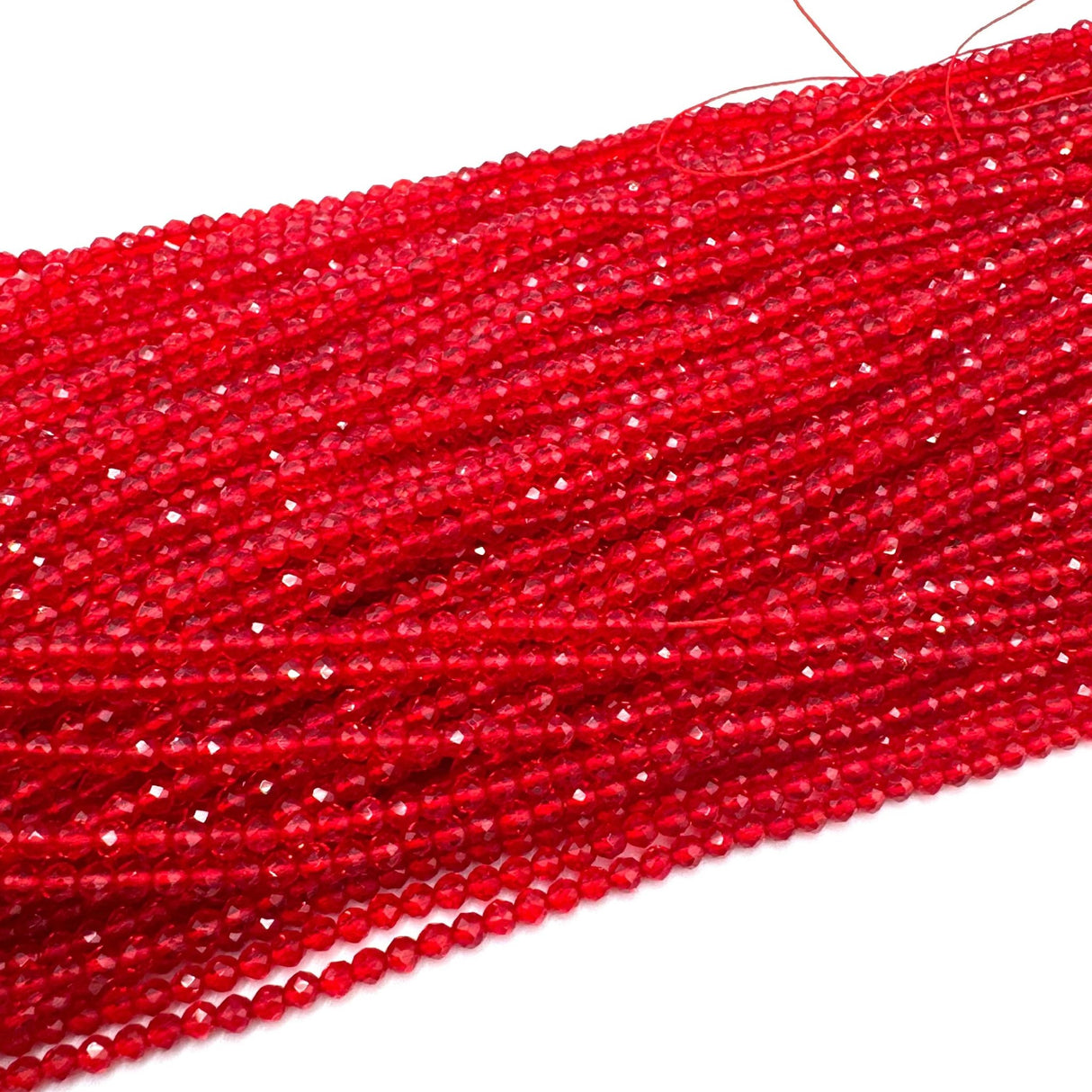 Glasperler - Facetteret, Rød, (3mm) - Uniq Perler - 66990