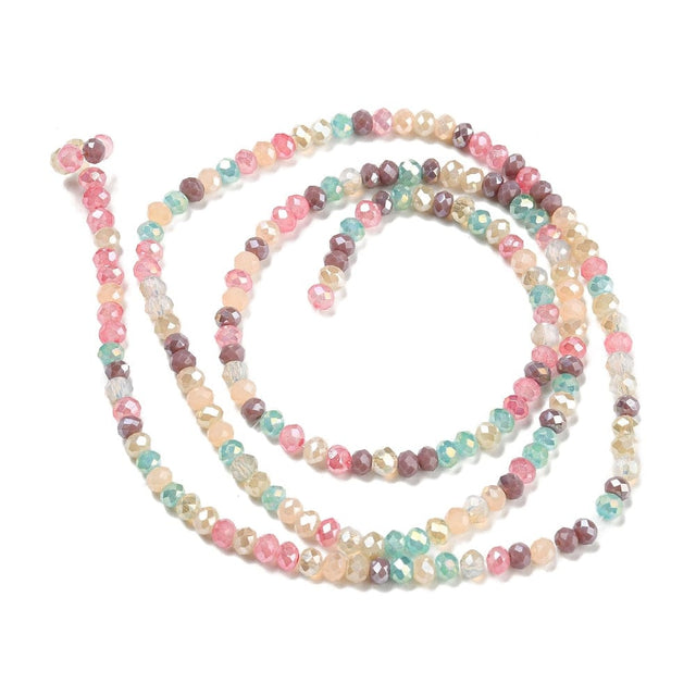 Glasperler, Farve Mix, Elektroplatede, Facet, (3x2mm) - Uniq Perler - 111686