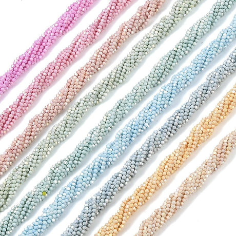 Glasperler – Farve Mix, Facetterede (3x2,5mm) 10 strenge - Uniq Perler - 123686