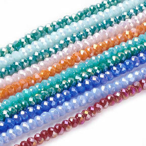 Glasperlen – Farb-Mix, facettiert (4x3mm) 20 Stränge - Uniq Perler - 115636