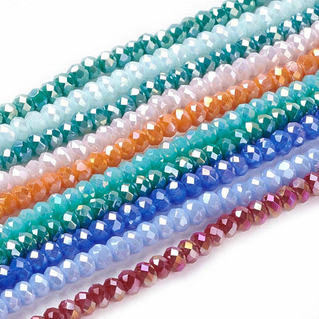 Glasperler – Farve Mix, Facetterede (4x3mm) 20 Strenge - Uniq Perler - 115636