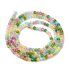 Glasperler – Farve Mix, Facetterede Runde (2mm) - Uniq Perler - 123538