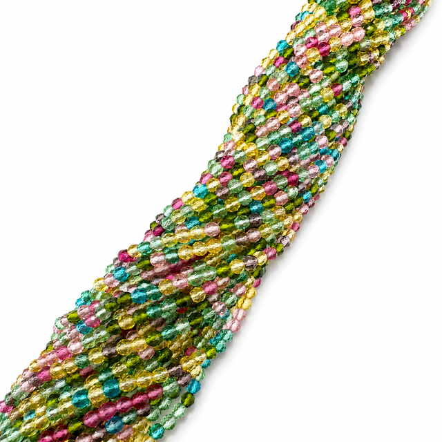 Glasperler – Farve Mix, Facetterede Runde (3mm) - Uniq Perler - 123542