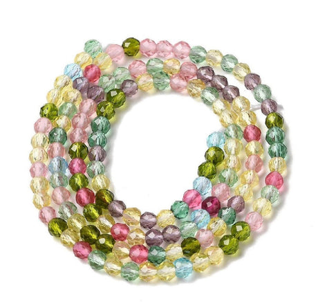 Glasperler – Farve Mix, Facetterede Runde (3mm) - Uniq Perler - 123542