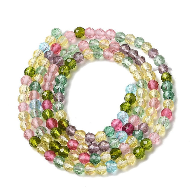 Glasperler – Farve Mix, Facetterede Runde (3mm) - Uniq Perler - 123542
